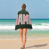 Custom Dark Green Light Pink Beach Towel