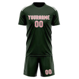 Custom Dark Green Light Pink Soccer Jersey