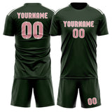 Custom Dark Green Light Pink Soccer Jersey