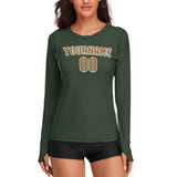 Custom Dark Green Khaki Women's Long-Sleeve Shirt