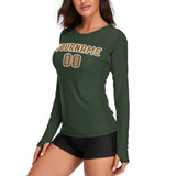 Custom Dark Green Khaki Women's Long-Sleeve Shirt