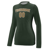 Custom Dark Green Khaki Women's Long-Sleeve Shirt