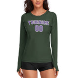 Custom Dark Green Light Purple Women's Long-Sleeve Shirt