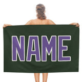 Custom Dark Green Light Purple Beach Towel
