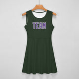 Custom Dark Green Light Purple Cheerleader Dress
