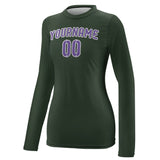 Custom Dark Green Light Purple Women's Long-Sleeve Shirt