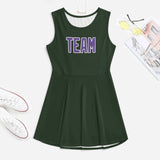 Custom Dark Green Light Purple Cheerleader Dress