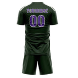 Custom Dark Green Light Purple Soccer Jersey