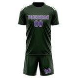 Custom Dark Green Light Purple Soccer Jersey