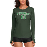 Custom Dark Green Emerald Green Women's Long-Sleeve Shirt
