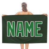 Custom Dark Green Emerald Green Beach Towel
