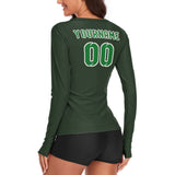 Custom Dark Green Emerald Green Women's Long-Sleeve Shirt