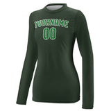 Custom Dark Green Emerald Green Women's Long-Sleeve Shirt