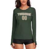 Custom Dark Green Light Khaki Women's Long-Sleeve Shirt