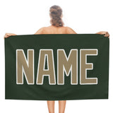 Custom Dark Green Light Khaki Beach Towel