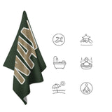 Custom Dark Green Light Khaki Beach Towel