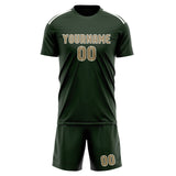 Custom Dark Green Light Khaki Soccer Jersey