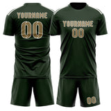Custom Dark Green Light Khaki Soccer Jersey