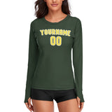 Custom Dark Green Light Yellow Women's Long-Sleeve Shirt