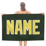 Custom Dark Green Light Yellow Beach Towel