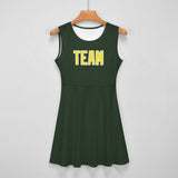 Custom Dark Green Light Yellow Cheerleader Dress