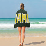Custom Dark Green Light Yellow Beach Towel