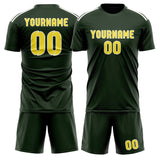 Custom Dark Green Light Yellow Soccer Jersey
