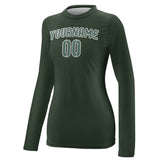 Custom Dark Green Blue Green Women's Long-Sleeve Shirt