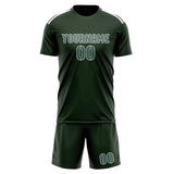 Custom Dark Green Blue Green Soccer Jersey