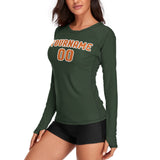 Custom Dark Green Orange Women's Long-Sleeve Shirt