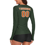 Custom Dark Green Orange Women's Long-Sleeve Shirt