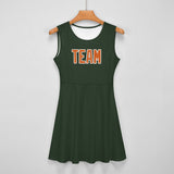 Custom Dark Green Orange Cheerleader Dress