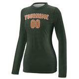 Custom Dark Green Orange Women's Long-Sleeve Shirt