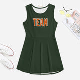 Custom Dark Green Orange Cheerleader Dress