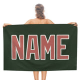 Custom Dark Green Copper Rose Beach Towel