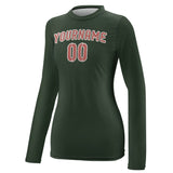 Custom Dark Green Copper Rose Women's Long-Sleeve Shirt
