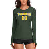 Custom Dark Green Gold Women's Long-Sleeve Shirt