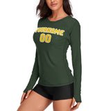Custom Dark Green Gold Women's Long-Sleeve Shirt