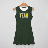 Custom Dark Green Gold Cheerleader Dress