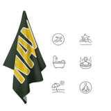Custom Dark Green Gold Beach Towel