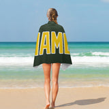 Custom Dark Green Gold Beach Towel