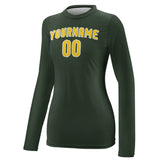 Custom Dark Green Gold Women's Long-Sleeve Shirt