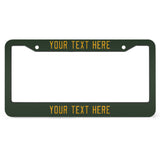 Custom Dark Green Yellow License Plate Frame