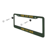 Custom Dark Green Yellow License Plate Frame
