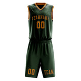 Custom Dark Green Yellow Basketball Set