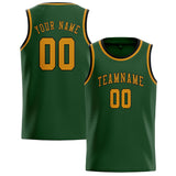 Custom Dark Green & Yellow Colors Design Sports Basketball Jersey
