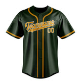 Custom Dark Green & Yellow Colors Design Sports Baseball Jersey