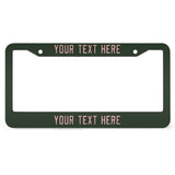 Custom Dark Green Light Pink License Plate Frame