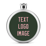 Custom Dark Green Light Pink Hip Flask