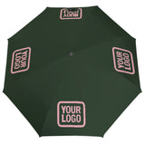 Custom Dark Green Light Pink Automatic Umbrella